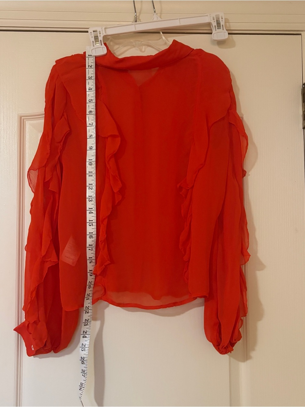 Maeve Red Ruffle Button-Front Blouse - Picture 7 of 10